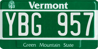 VT license plate YBG957