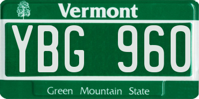 VT license plate YBG960
