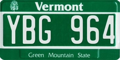 VT license plate YBG964