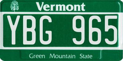 VT license plate YBG965