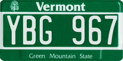 VT license plate YBG967