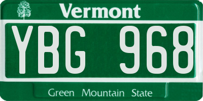 VT license plate YBG968