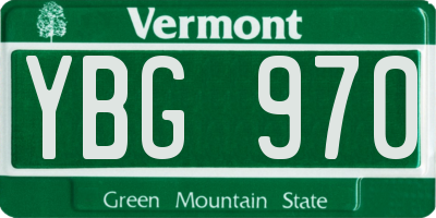 VT license plate YBG970