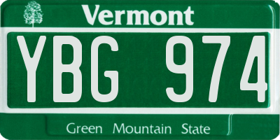 VT license plate YBG974