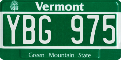 VT license plate YBG975