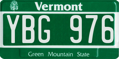 VT license plate YBG976