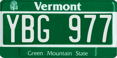 VT license plate YBG977