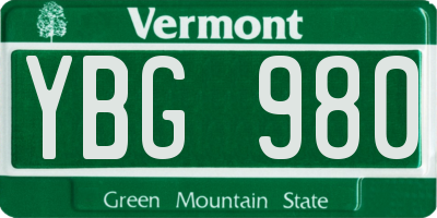 VT license plate YBG980