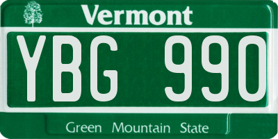 VT license plate YBG990