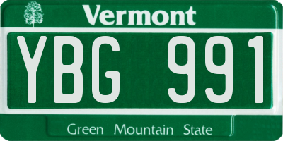 VT license plate YBG991