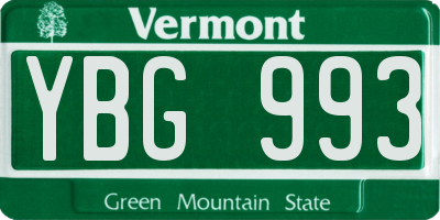 VT license plate YBG993