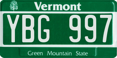 VT license plate YBG997