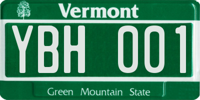 VT license plate YBH001