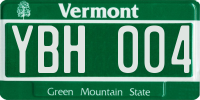 VT license plate YBH004