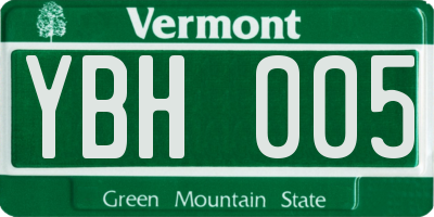 VT license plate YBH005