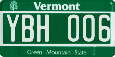 VT license plate YBH006