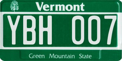 VT license plate YBH007