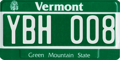 VT license plate YBH008