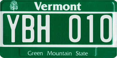 VT license plate YBH010