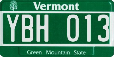 VT license plate YBH013