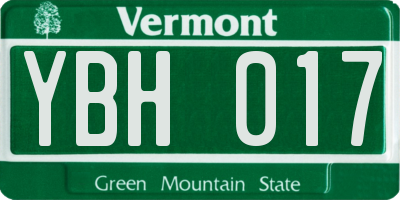 VT license plate YBH017