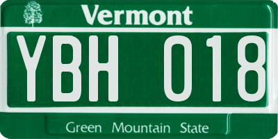 VT license plate YBH018