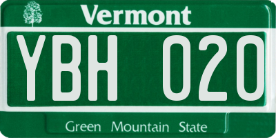 VT license plate YBH020
