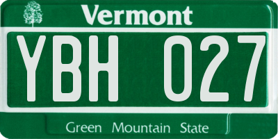 VT license plate YBH027