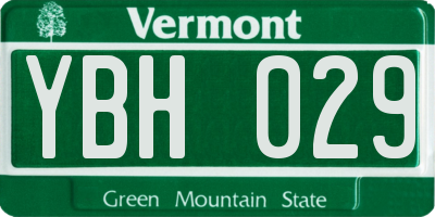 VT license plate YBH029