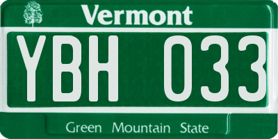 VT license plate YBH033