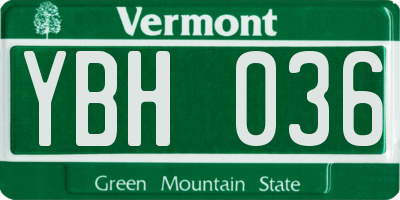 VT license plate YBH036