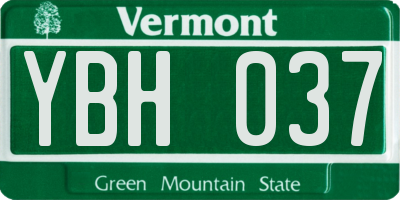 VT license plate YBH037