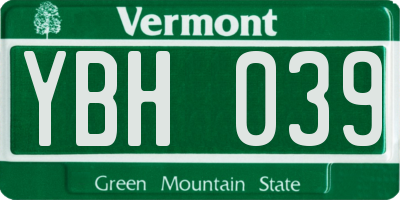 VT license plate YBH039