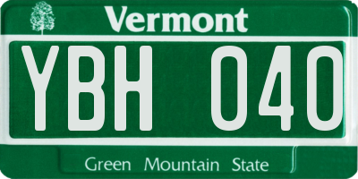 VT license plate YBH040