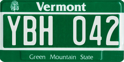 VT license plate YBH042