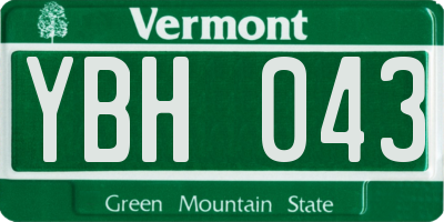 VT license plate YBH043