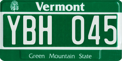 VT license plate YBH045