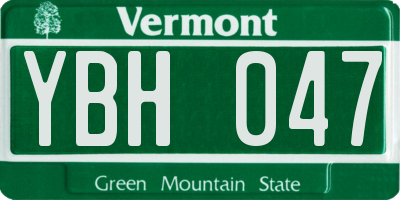 VT license plate YBH047