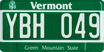 VT license plate YBH049