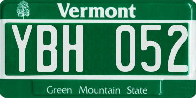 VT license plate YBH052