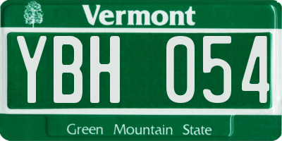 VT license plate YBH054