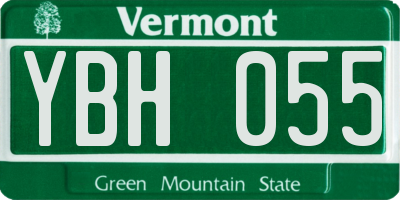 VT license plate YBH055