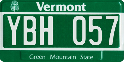 VT license plate YBH057