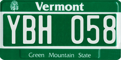 VT license plate YBH058