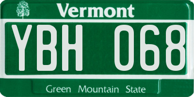 VT license plate YBH068
