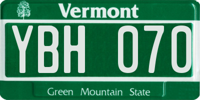VT license plate YBH070