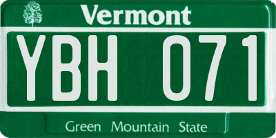 VT license plate YBH071