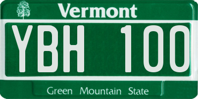 VT license plate YBH100