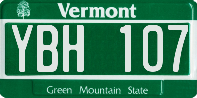 VT license plate YBH107