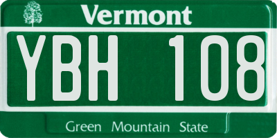 VT license plate YBH108